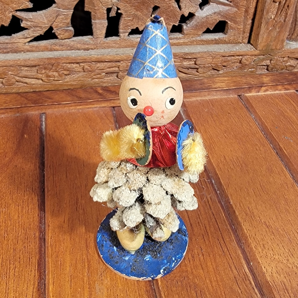 Vintage Spun Cotton Pinecone Clown Made in West Germany